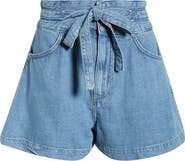 PAIGE Mathilda Paperbag Waist Denim Shorts