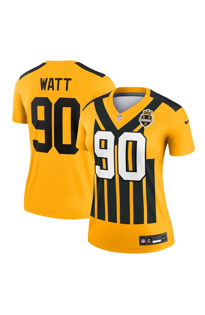 Nike Women's Nike T.J. Watt Gold Pittsburgh Steelers Alternate 1933 Throwback Legend Player Performance Top, Alternate, color, Gold