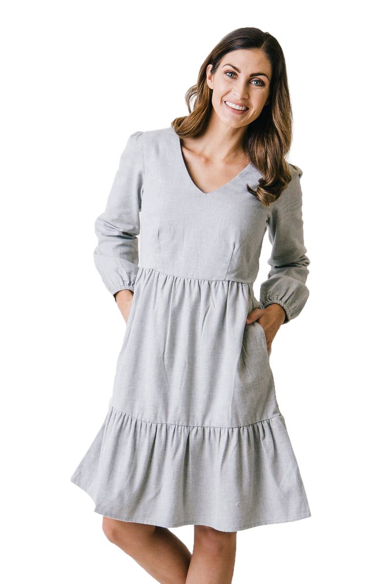 Hope & Henry Women's Organic Tiered Flannel Dress, Main, color, 