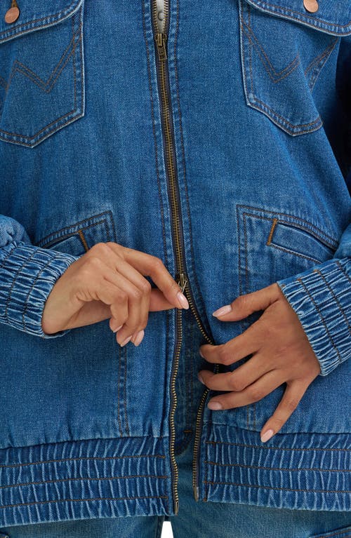 Wrangler Oversize Denim Bomber Jacket In Blue