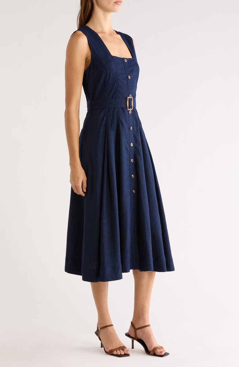 CeCe Belted Midi Dress, Alternate, color, Classic Navy