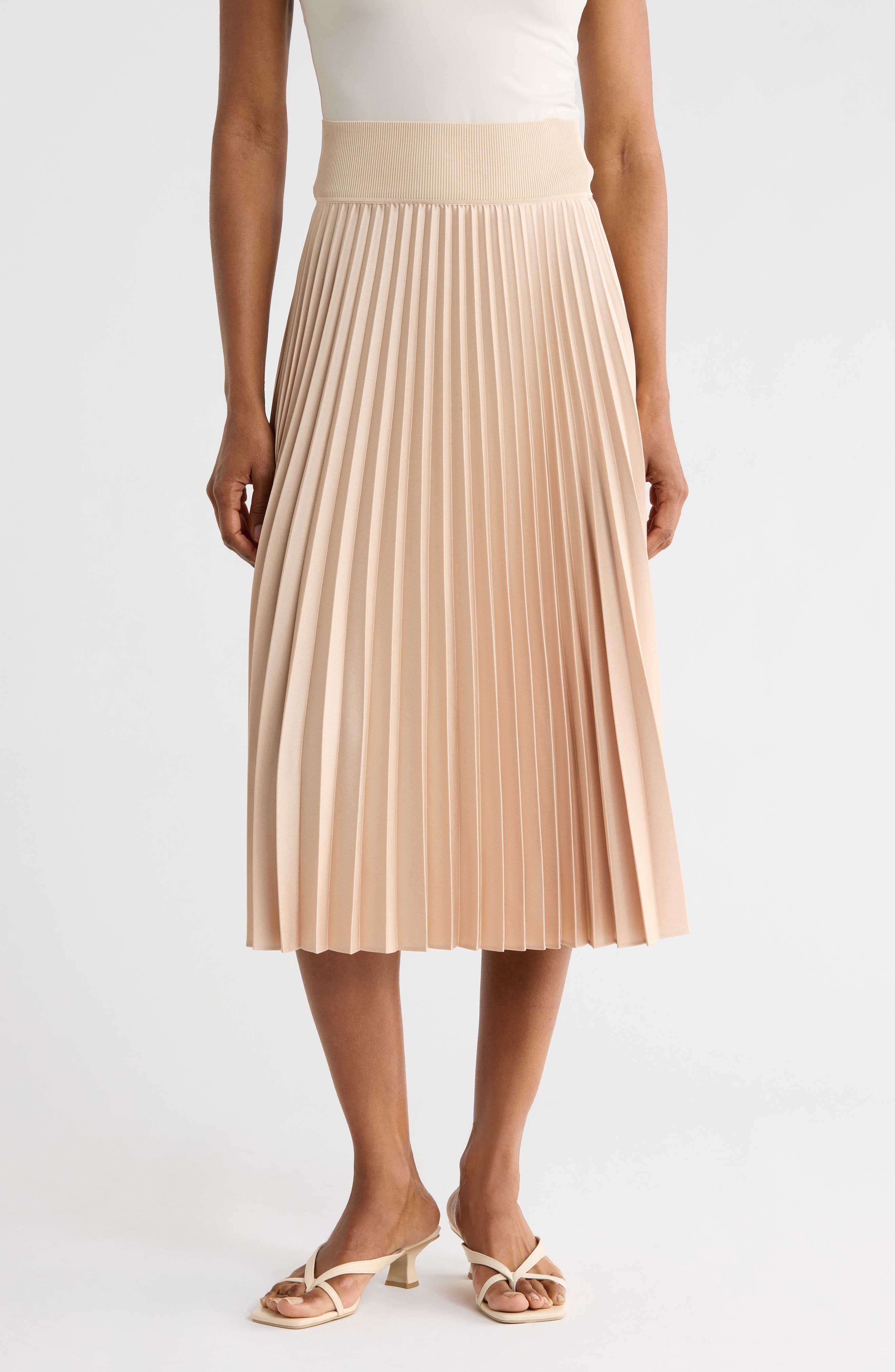 Dorothea Ribbed Pleated A-Line Skirt