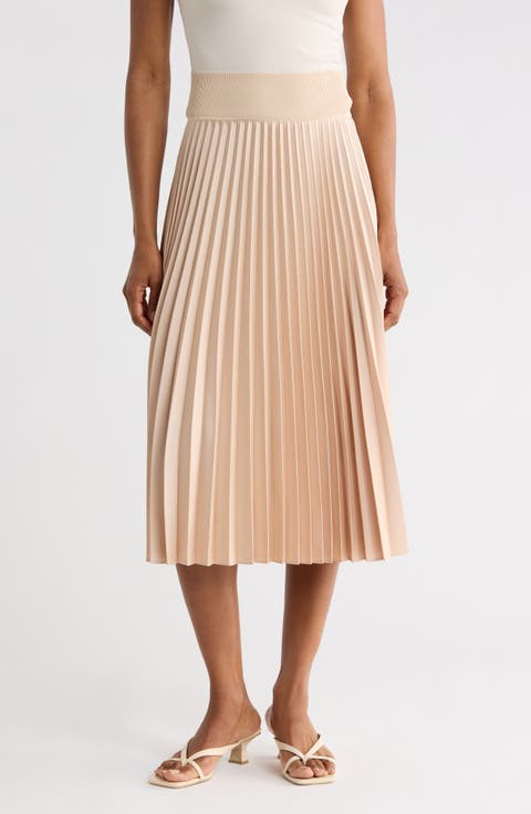 Dorothea Ribbed Pleated A-Line Skirt
