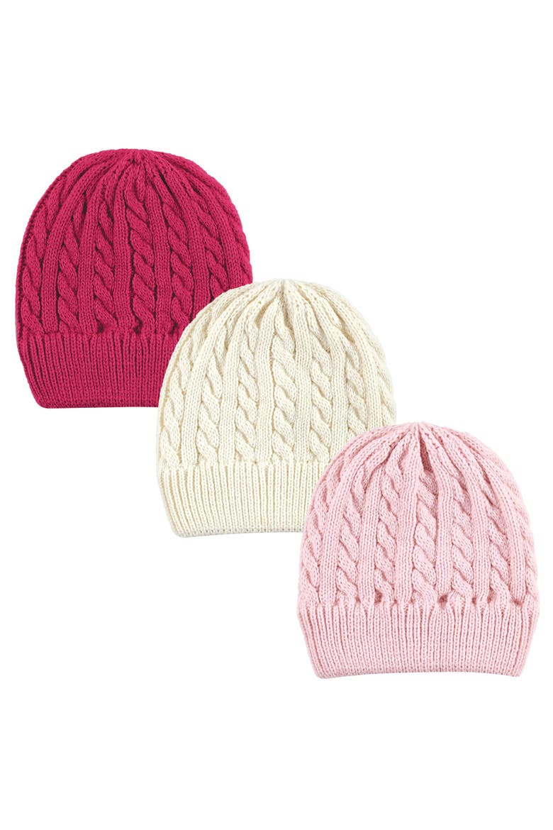 Cozy Knitted Headwear 3Pk, Main, color, Pink Cream