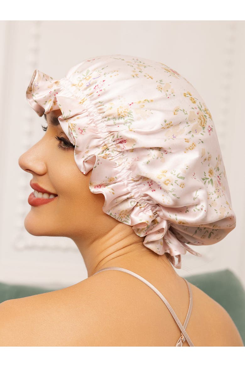 Pure Silk Double Layer Bonnet with Ribbon, Alternate, color, Floral