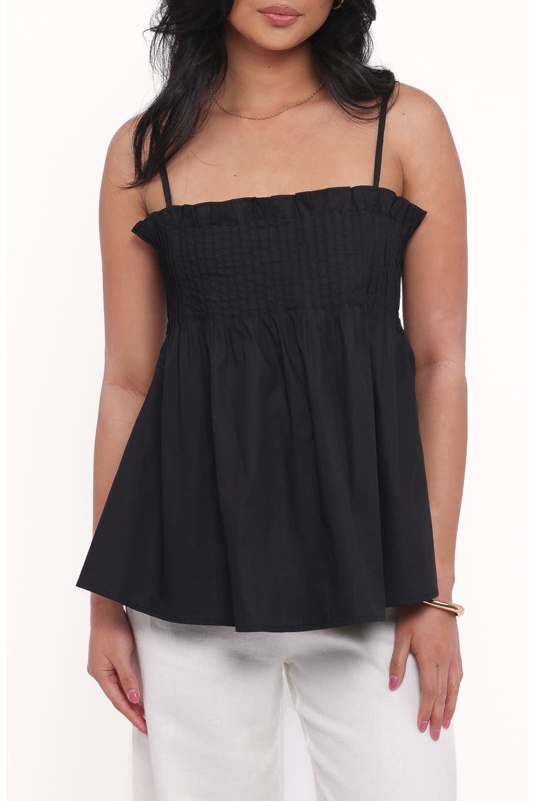 Carson Pintuck Pleat Cotton Camisole, Main, color, BLACK
