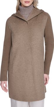 Kenneth Cole New York Double Face Wool Blend Hooded Coat