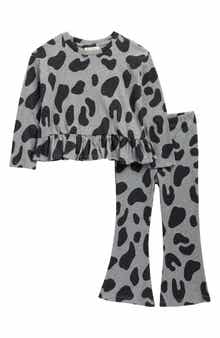 Jessica Simpson Rib Knit Peplum Top & Wide Leg Pants Set