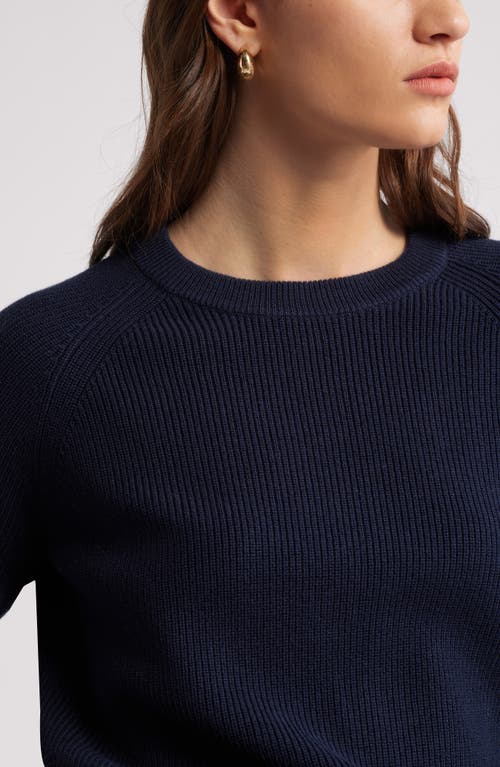 Nordstrom Rib Organic Cotton & Merino Wool Sweater In Navy Night