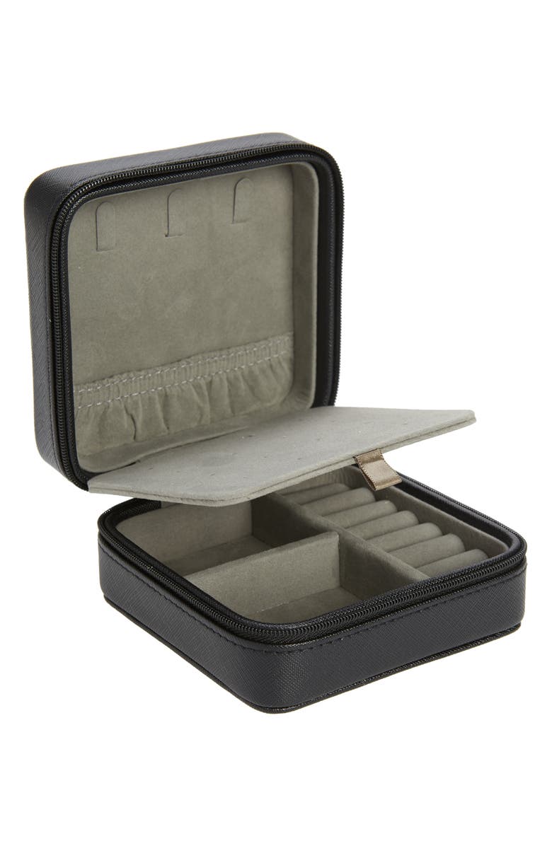 Nordstrom Initial Zip Square Jewelry Box, Alternate, color, L- Black- Gold