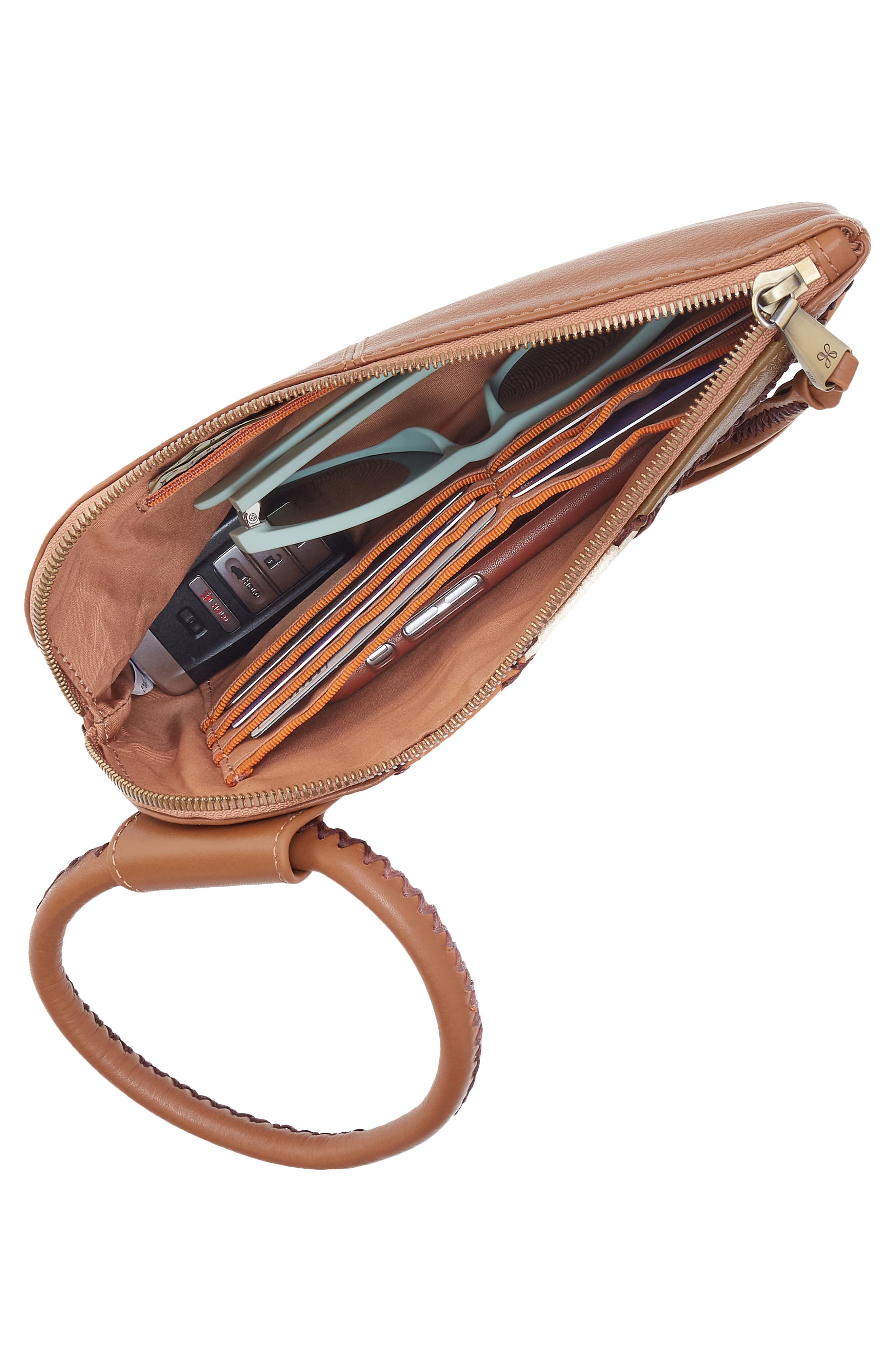 HOBO Sable Leather Wristlet, Alternate, color, Timber Brown