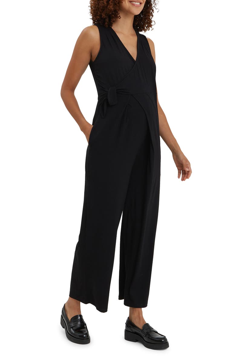 Nom Maternity Ines Wrap Wide Leg Maternity/Nursing Jumpsuit, Alternate, color, 
