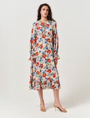 Ghost London Georgie Tie Neck Crepe Midi Dress
