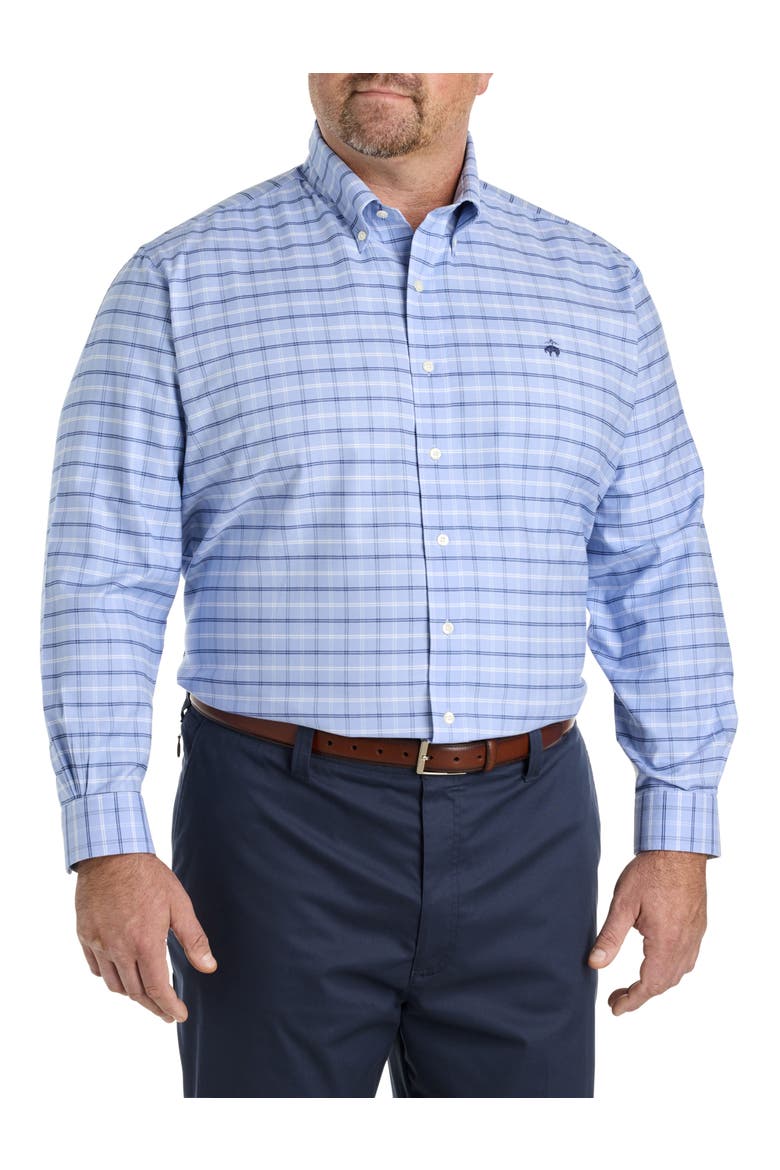 Big & Tall Non-Iron Check Oxford Sport Shirt, Alternate, color, SERENITY