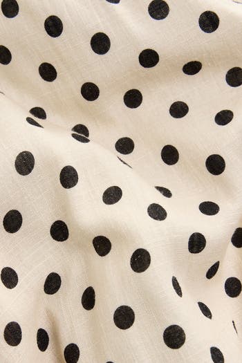 Spotty Halter Neck Linen Blend Fit & Flare Dress