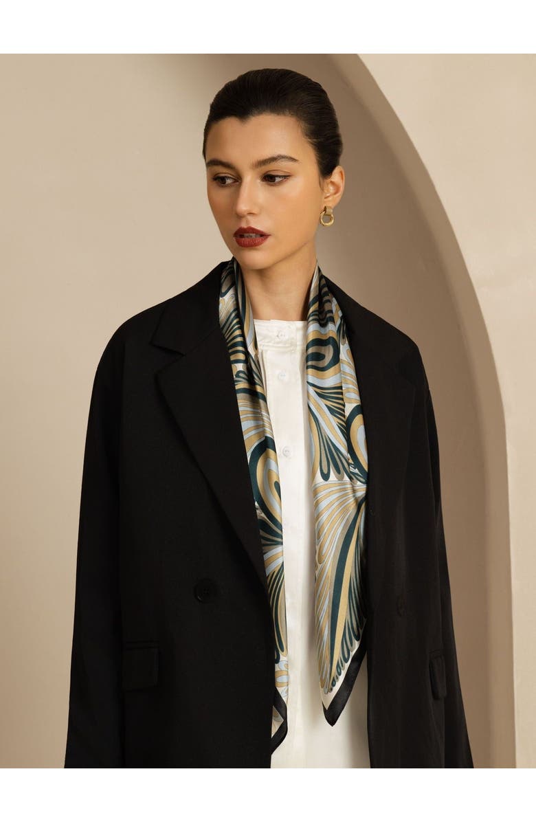 SILKSILKY Pure Silk Abstract Floral Pattern Square Scarf, Alternate, color, Multi