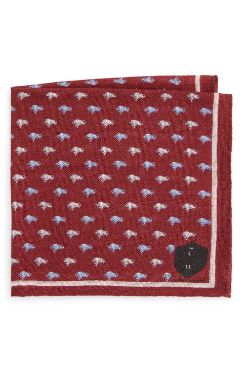 Elephant Print Wool Pocket Square