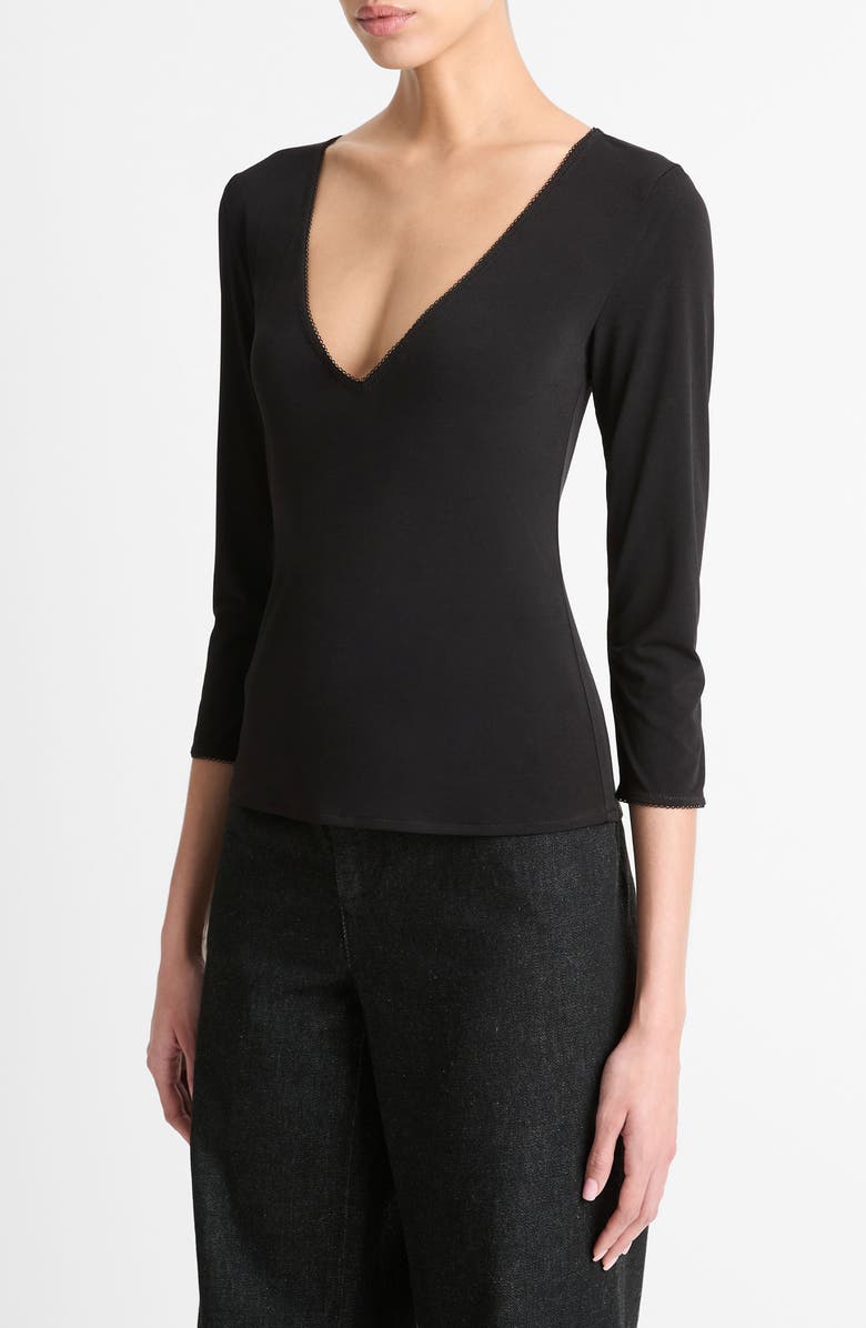 Vince V-Neck Top, Alternate, color, Black