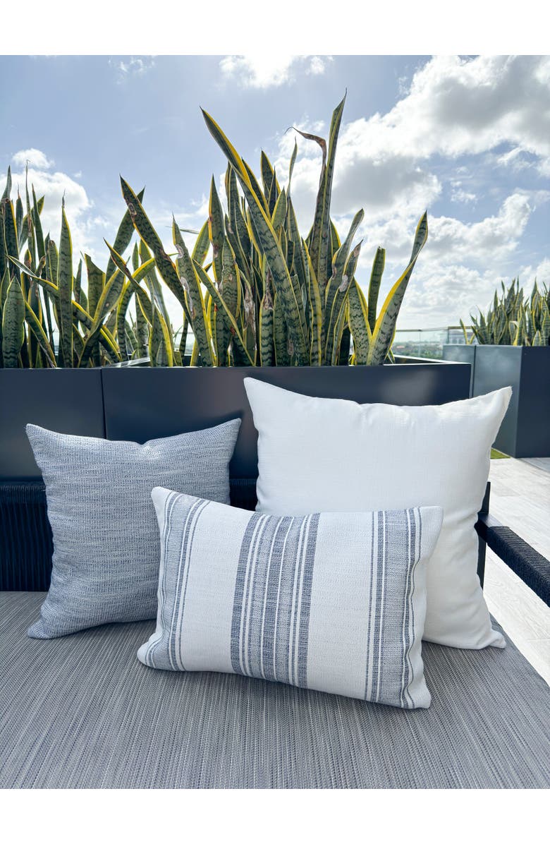Anaya Beach Club White Stripe Indoor Outdoor Pillow, Alternate, color, White