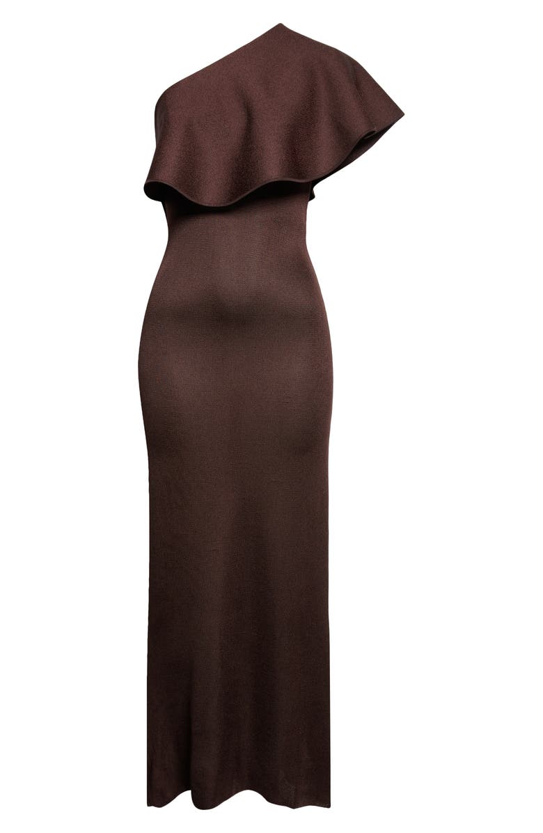 Altuzarra Vivi Knit Dress with Satin Ruffle, Alternate, color, Charred Oak