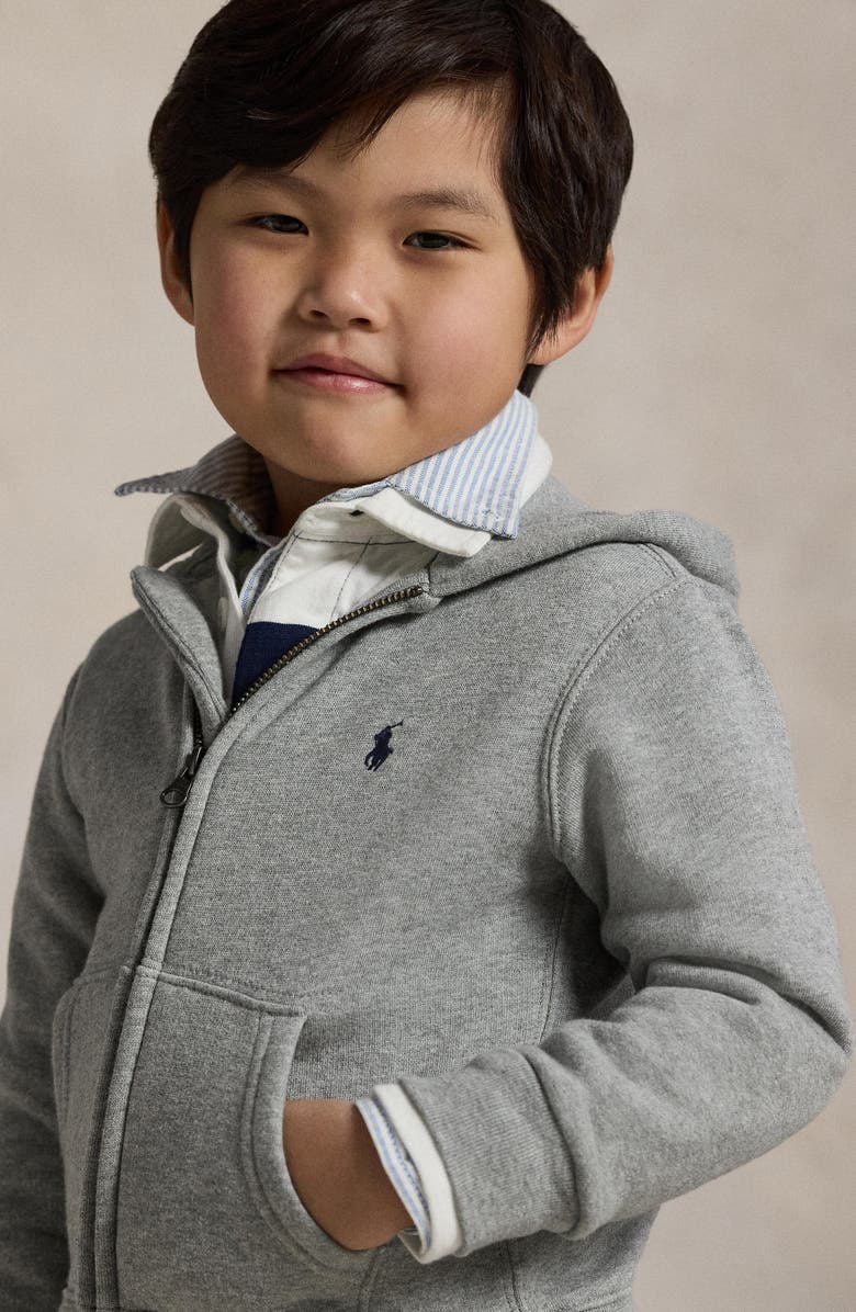 Polo Ralph Lauren Kids' Full Zip Fleece Hoodie, Alternate, color, Dark Sport Heather