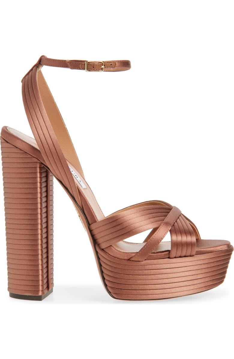 Aquazzura Sundance Platform Sandal, Alternate, color, Walnut
