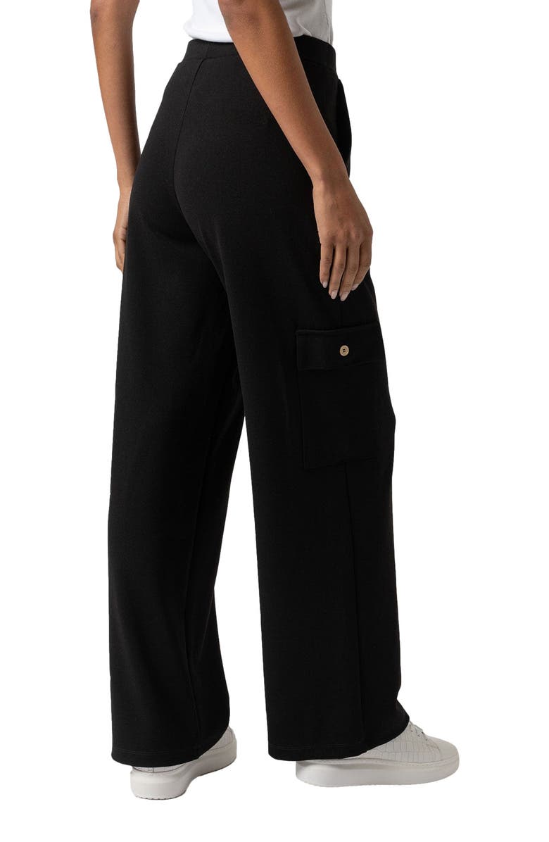 Saint + Sofia Cargo Chelsea Wide Leg Pant, Alternate, color, Black