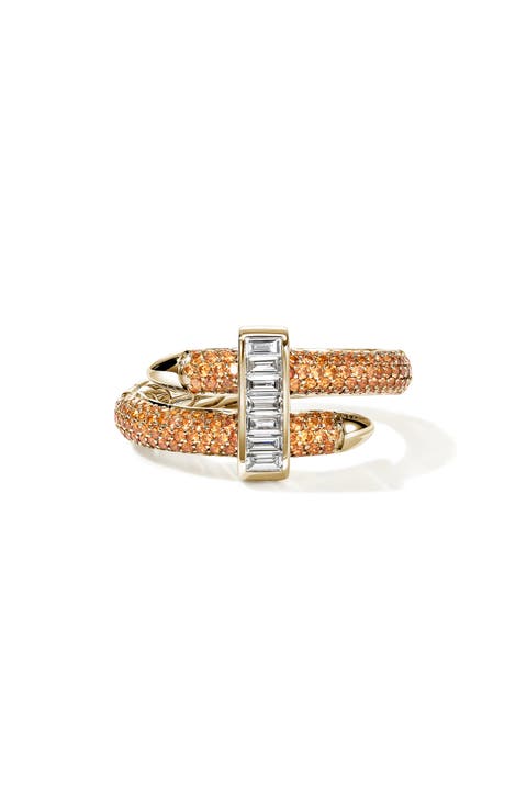 Artisan Series 18k Gold Diamond & Orange Sapphire Spear Coil Ring