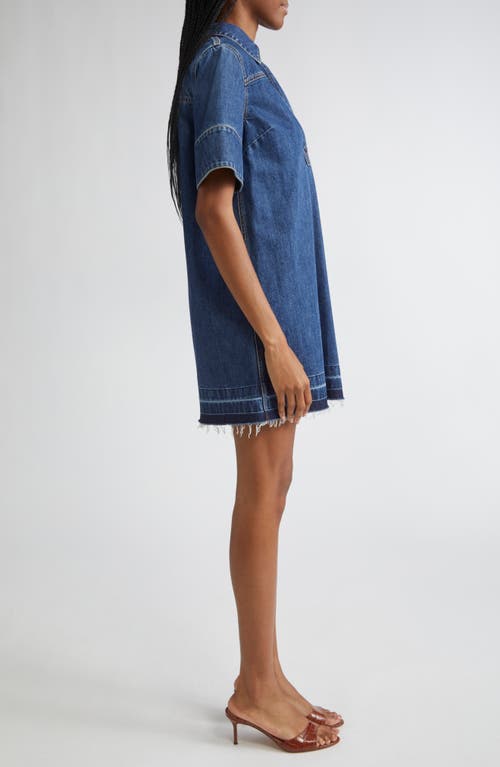 Veronica Beard Felice Frayed Hem Denim Shirtdress In Blue