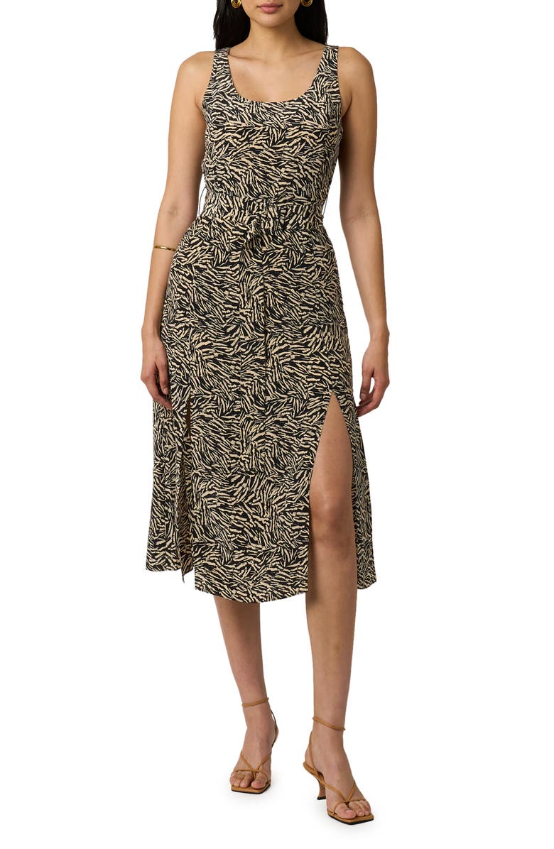 Equipment Brixley Belted Dress, Main, color, True Black And Creme Brulee