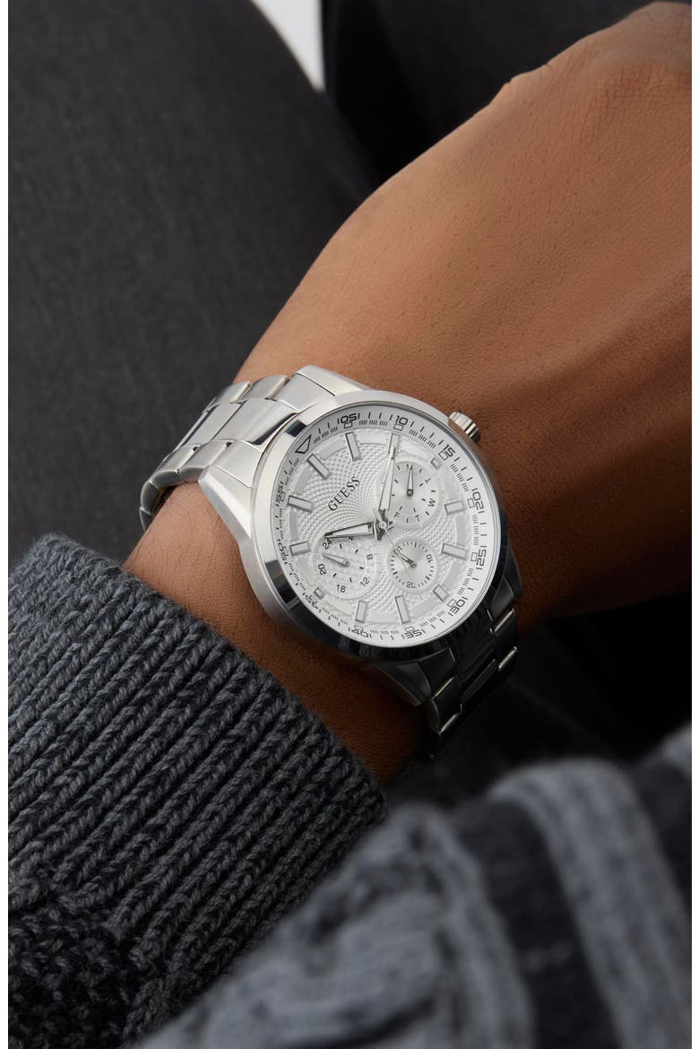 Trey Multifunction Bracelet Watch, 44mm, Alternate, color, SILVER TONE