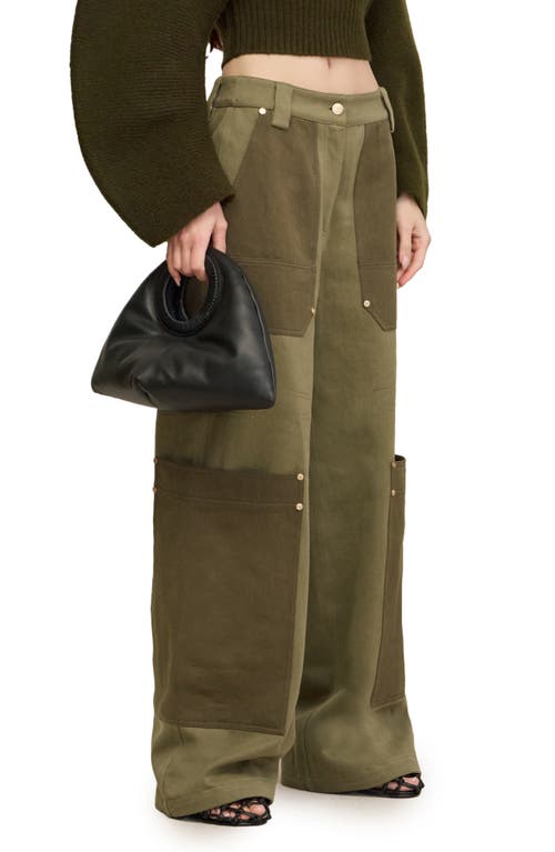 Cult Gaia Wynn Colorblock Cargo Wide Leg Pants In Green