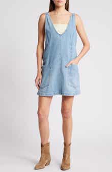 Free People High Roller Denim Short Overalls
