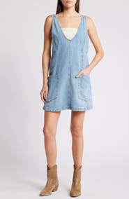 Free People High Roller Denim Short Overalls