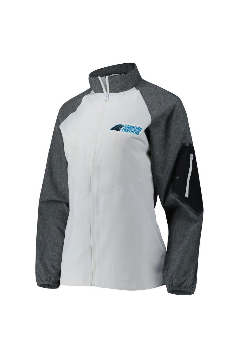 Women's Dunbrooke White/Gray Carolina Panthers Hurricane Raglan Full-Zip Windbreaker, Alternate, color, White