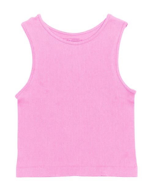 Malibu Sugar Littles Ribbed Crop Sport Tank Top In Pink