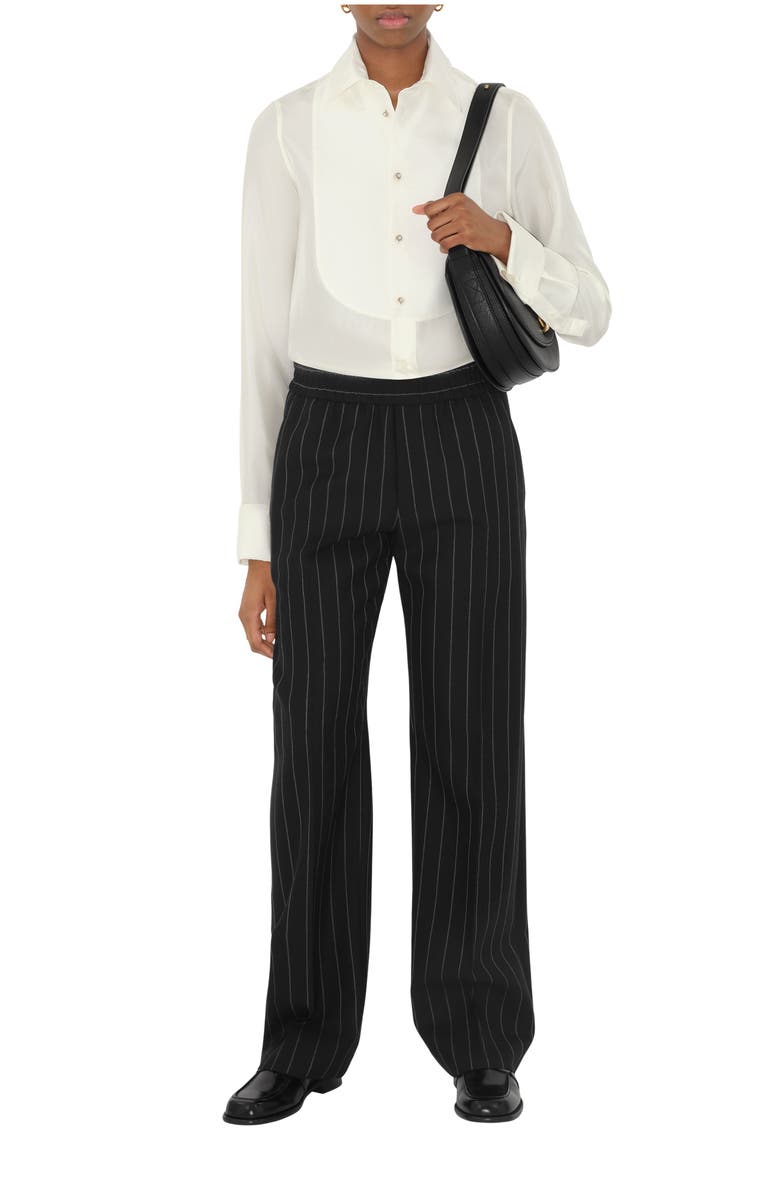 Burberry Regular Fit Silk Tuxedo Shirt, Main, color, 