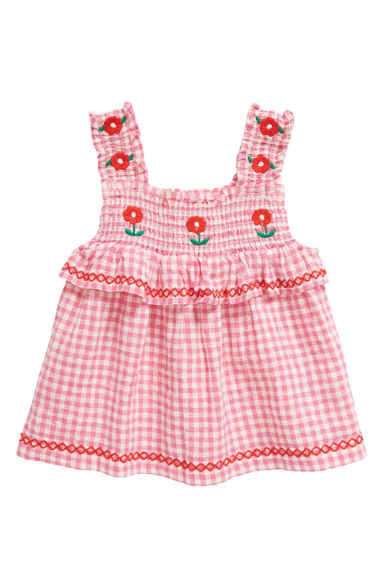 Mini Boden Kids' Embroidered Smocked Top, Main, color,
