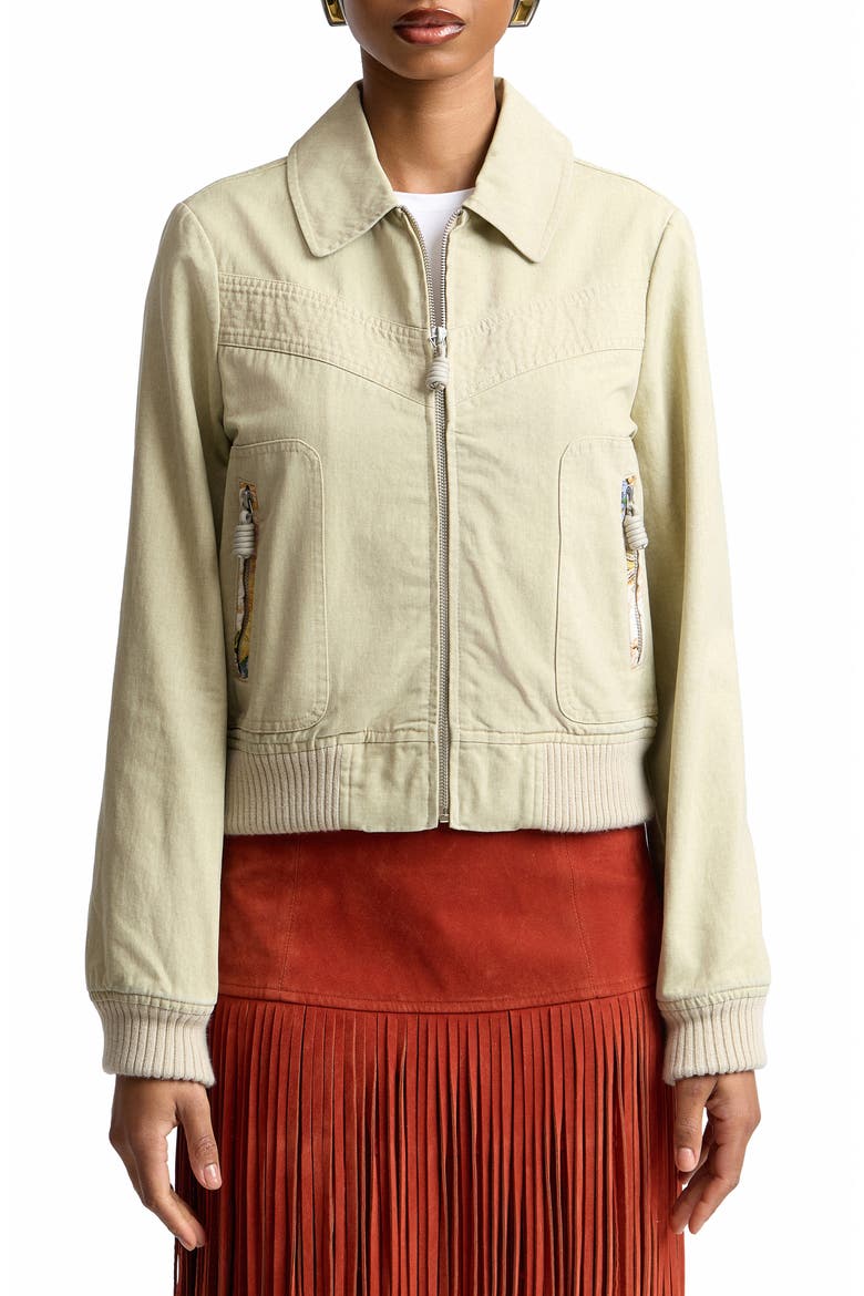 Cotton Zip Bomber Jacket, Main, color, CAMPSITE KHAKI