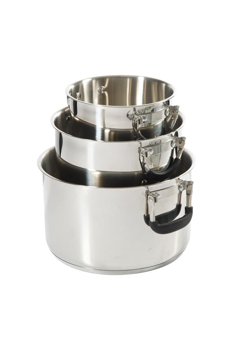 6 Piece Stainless Steel Stackable Dutch Oven Set Silver, Alternate, color, Silver