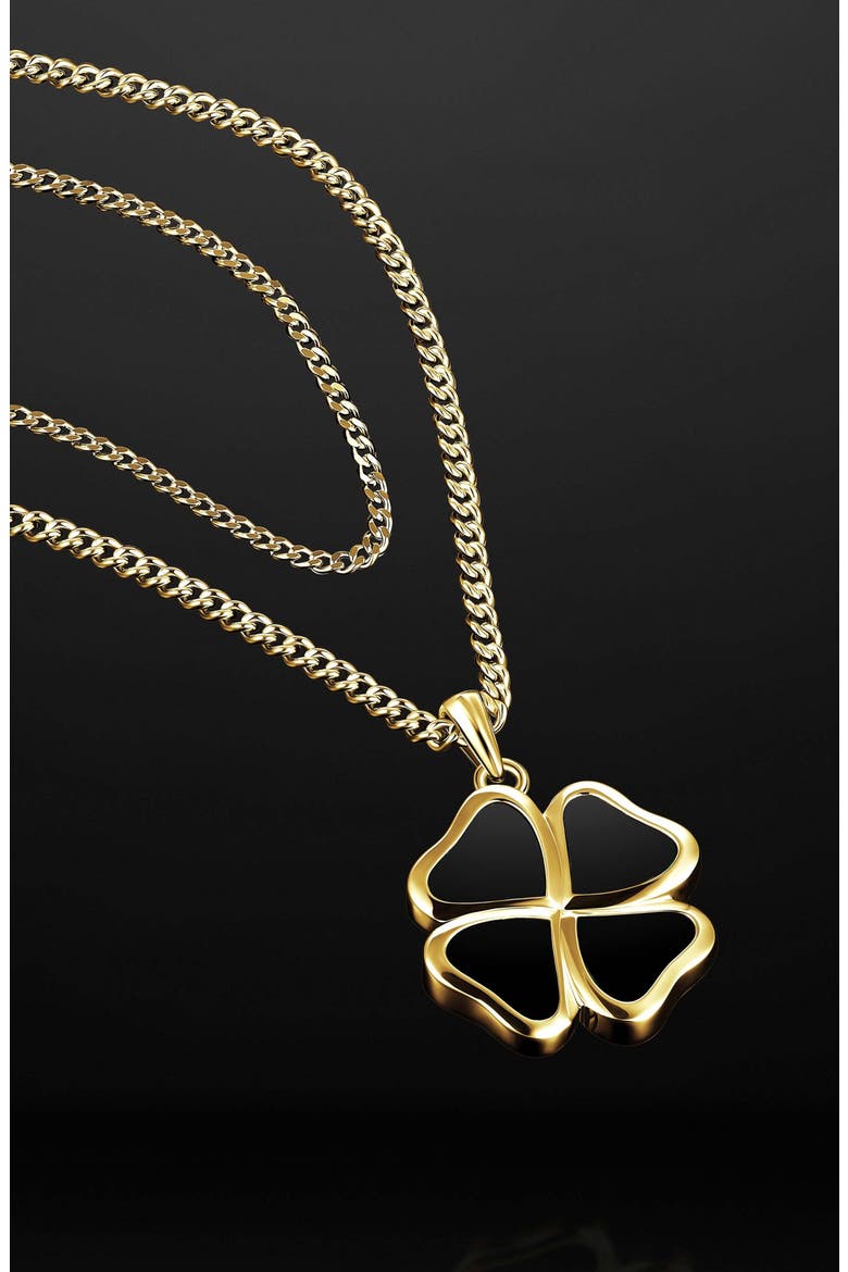 Men's Clover Pendant Necklace, Alternate, color, GOLD