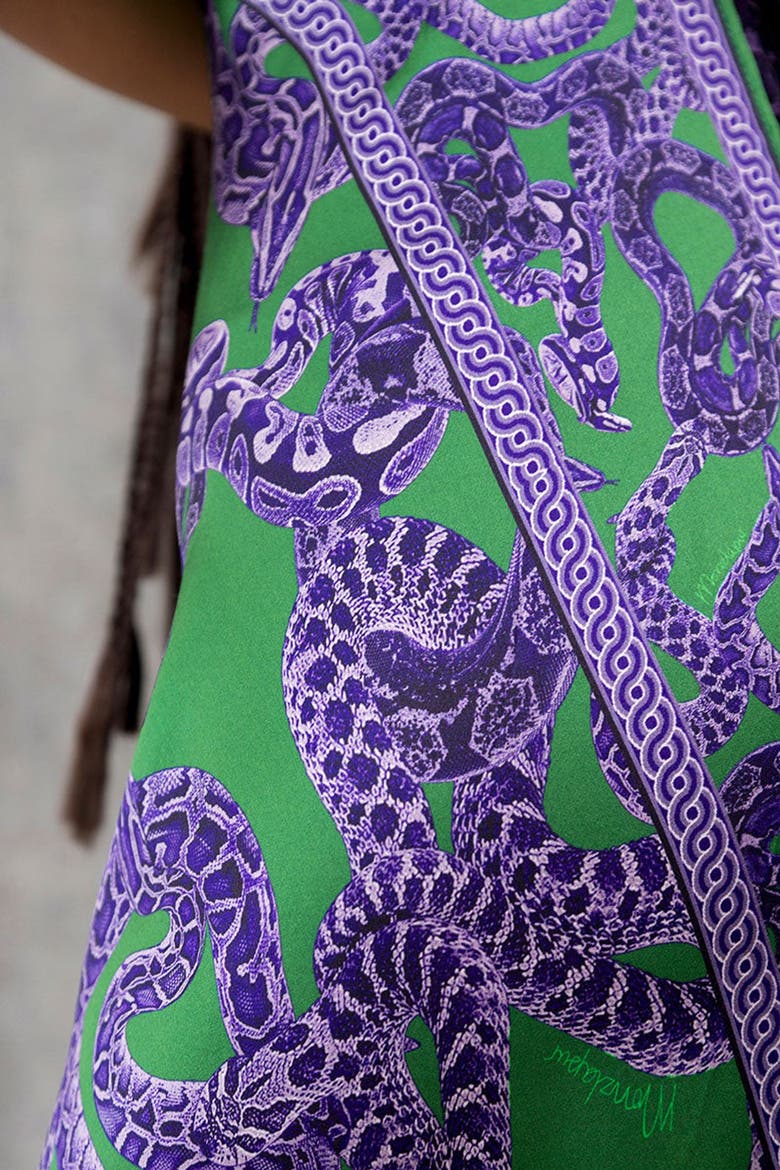 Silk Snake Scarf, Alternate, color, Purple x jade