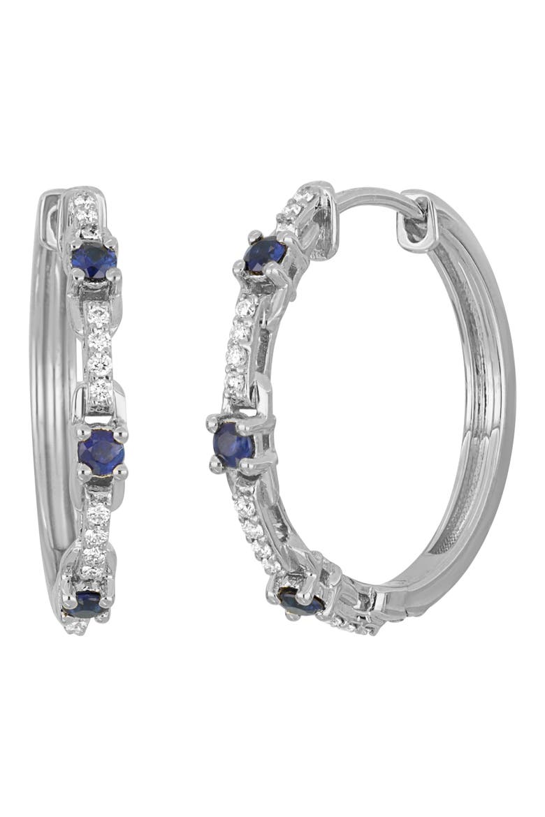 El Mar Hoop Earrings, Main, color, 18K WHITE GOLD SAPPHIRE