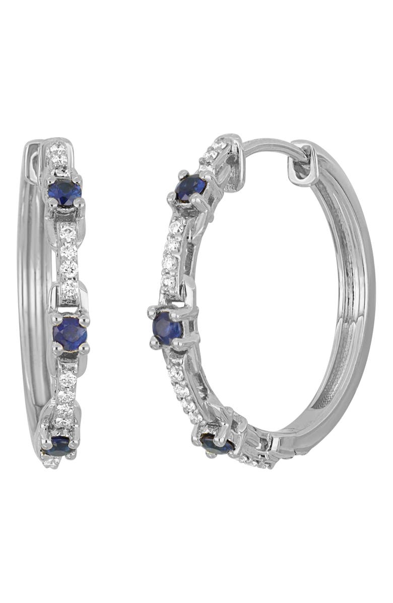 Bony Levy El Mar Hoop Earrings, Main, color, 18K White Gold Sapphire