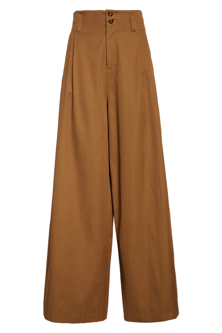 Luna Drill Tailored Trousers, Alternate, color, DARK KHAKI