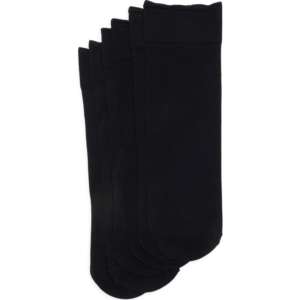 Nordstrom Rack Assorted 3-pack Sheer Ankle Socks In Black