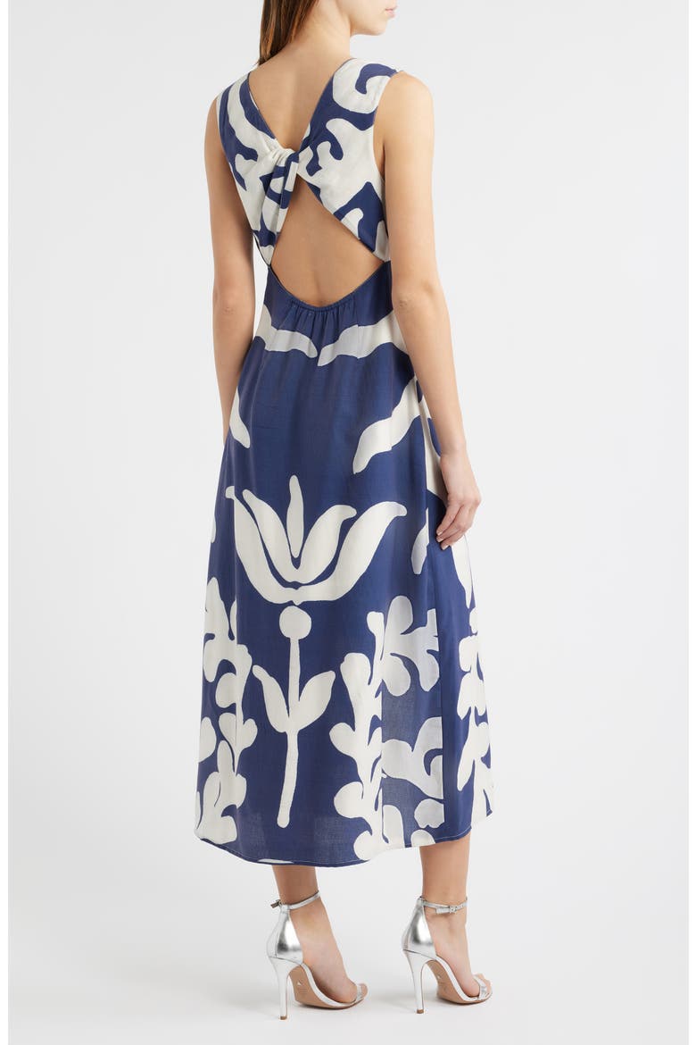 Penny Open Back Midi Dress, Alternate, color, NAVY