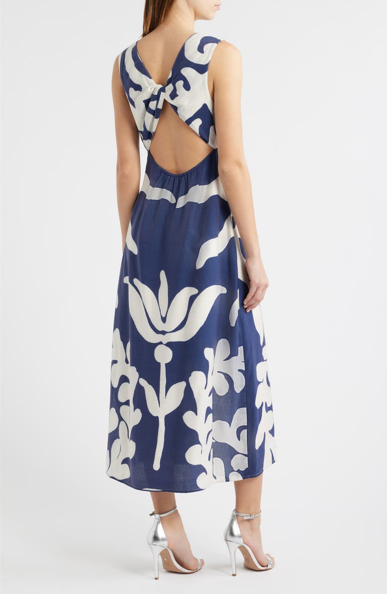 CIEBON Penny Open Back Midi Dress, Alternate, color, Navy