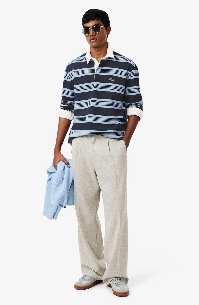Lacoste Stripe Long Sleeve Rugby Polo, Alternate, color, Aphylla Chine/ Blackbird