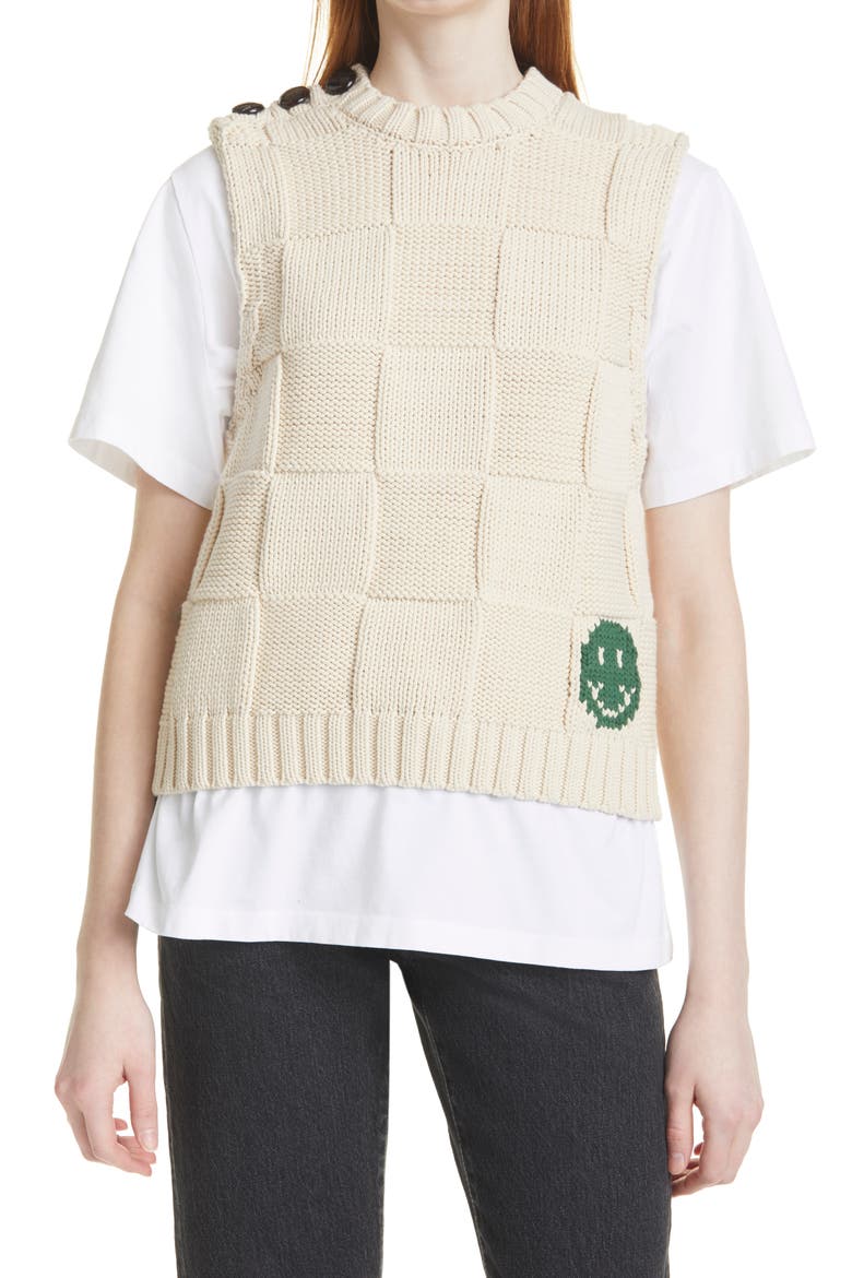 Intarsia Sweater Vest, Main, color, BRAZILIAN SAND